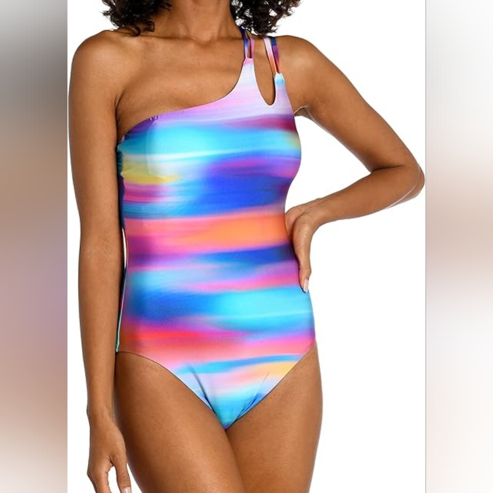 La Blanca Women's Strappy Shoulder One Piece Swimsuit NWT